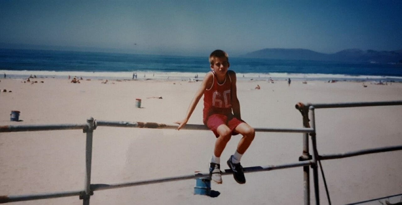 A photo of the son of Sharon Prest, owner of Foundations for Learning, from when they were in California for his learning difficulties.